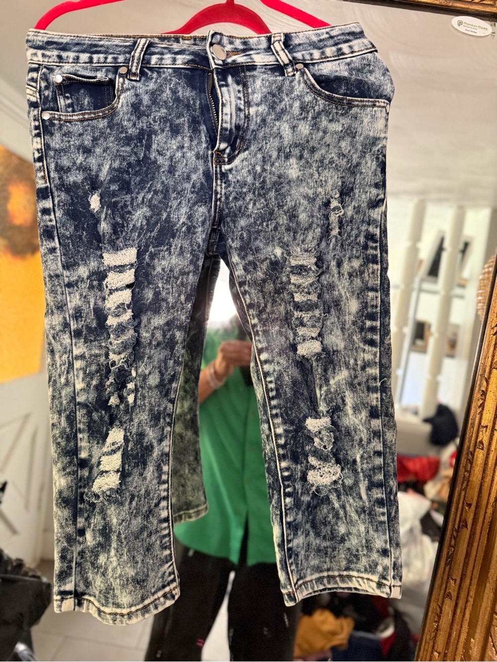 Women’s Distressed Acid-Wash Blue Jean Shorts